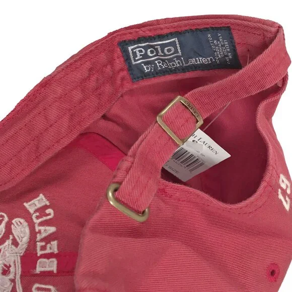 NEW Vintage 2000 Polo Ralph Lauren Baseball Hat! Pinkish Red Lobster Polo Beach